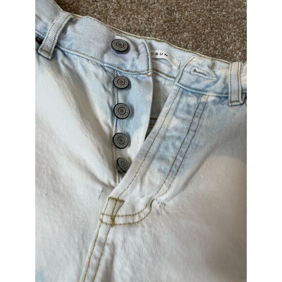 PacSun High Rise straight jeans 5 button up SZ 24" DIY bleached distressed holey - Picture 8 of 11